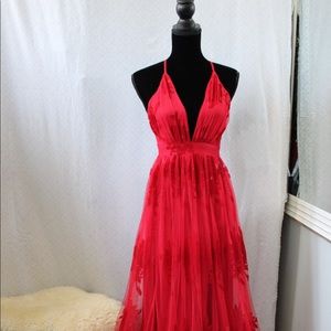 Red lace dress